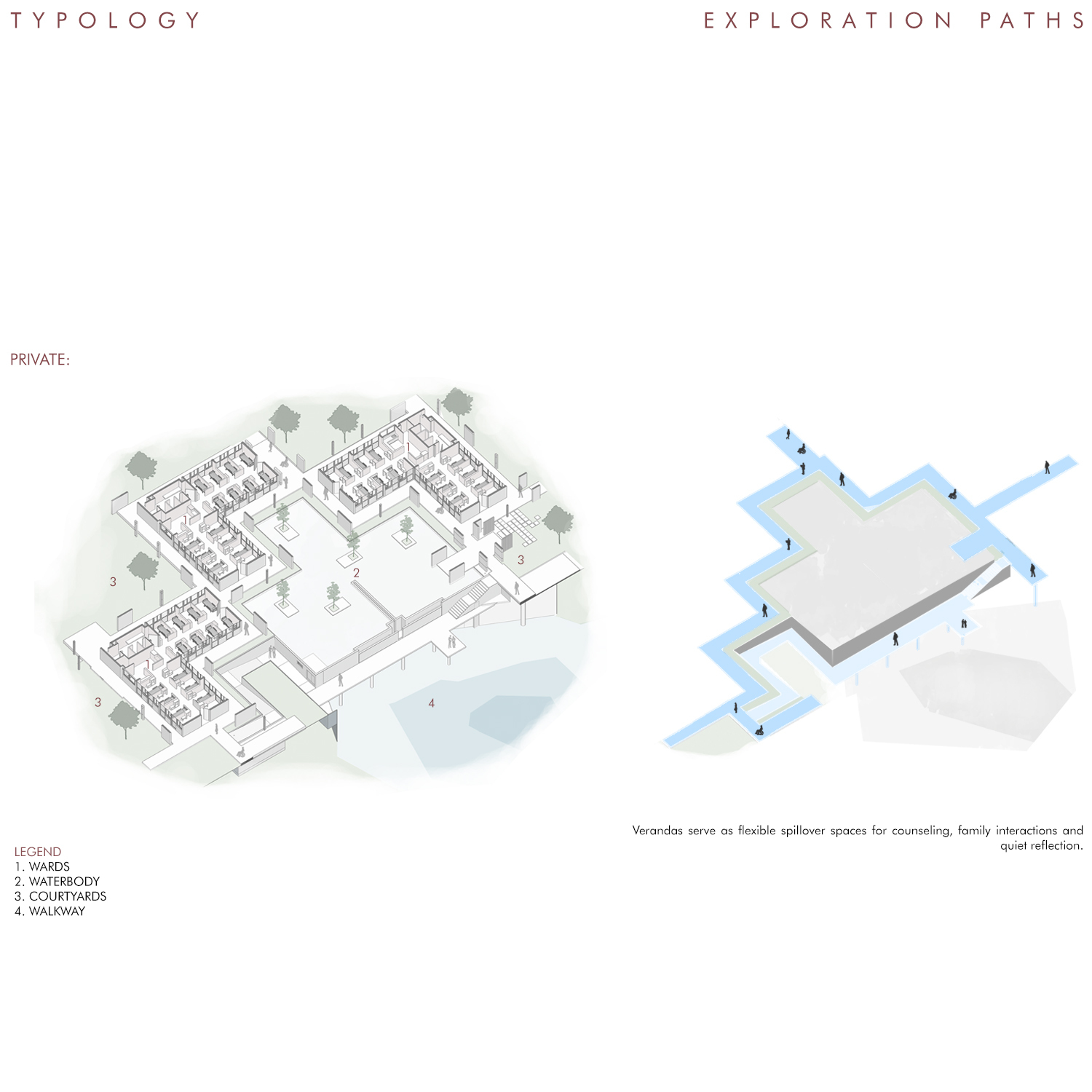 Typology diagram for the private ward zone
