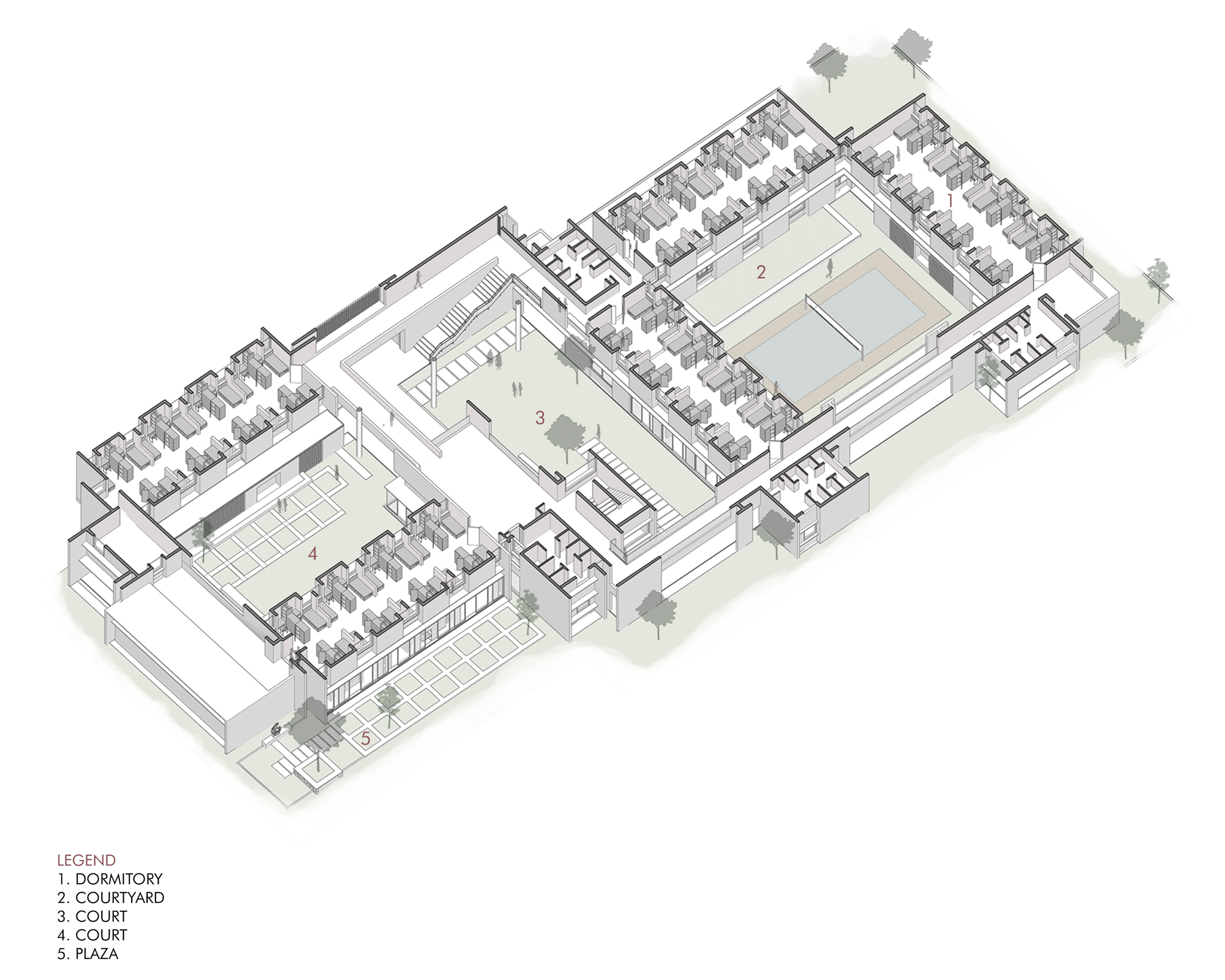 Isometric view of the nursing accommodation