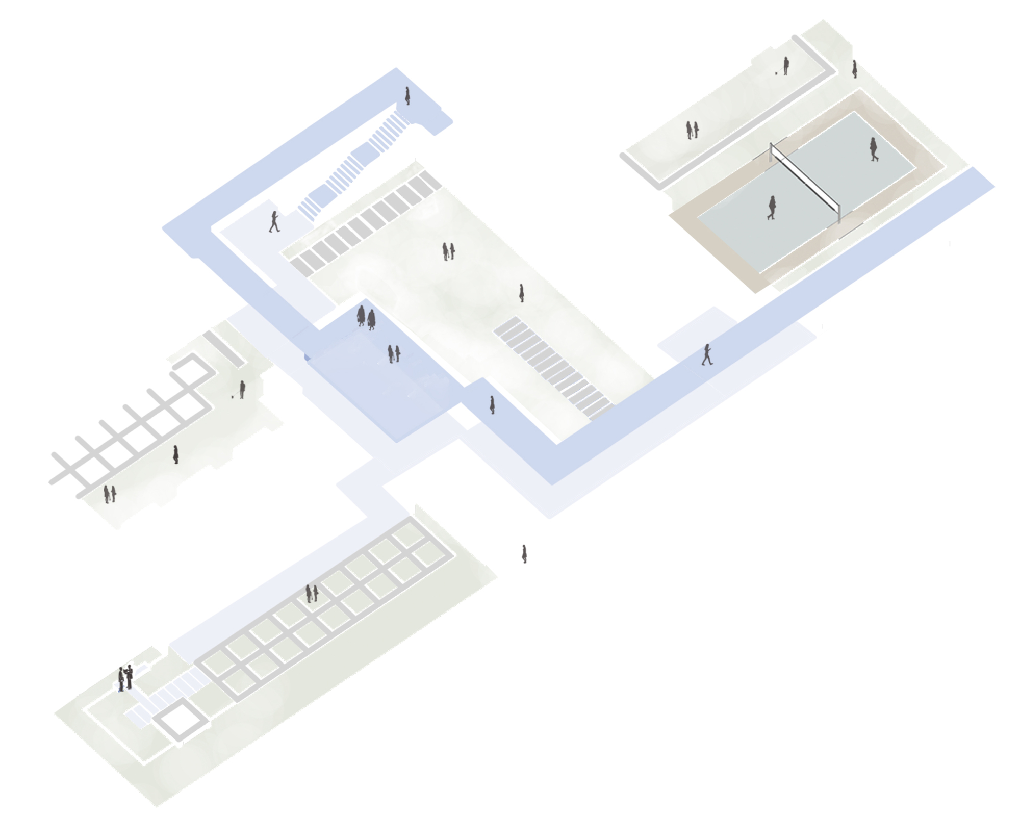 Isometric view of the nursing accommodation with circulation