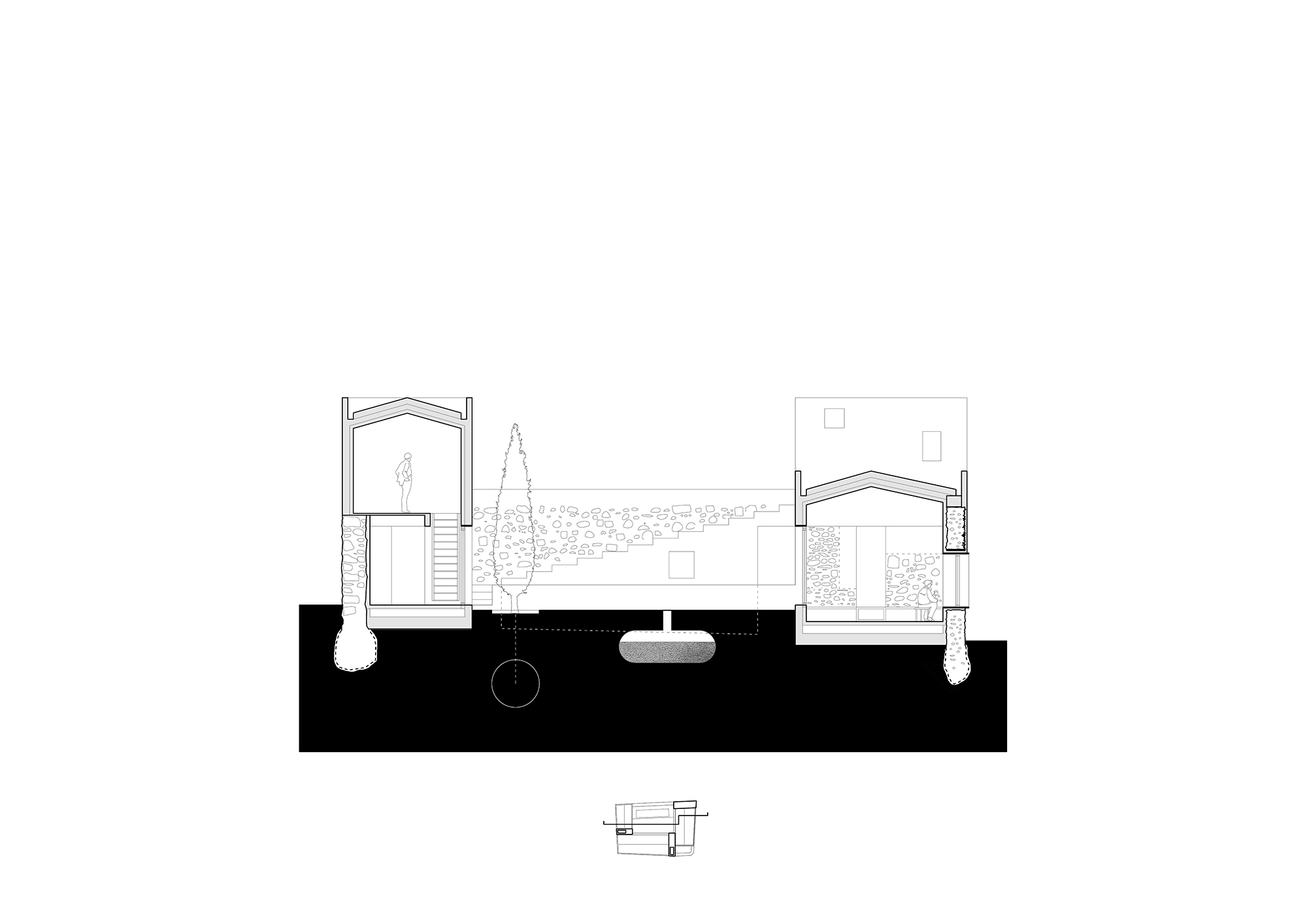 Section through courtyard