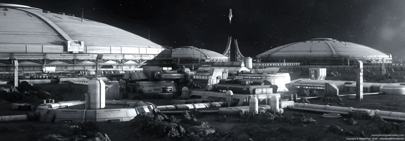 solar system lunar outpost lunar regolith concept art life support system